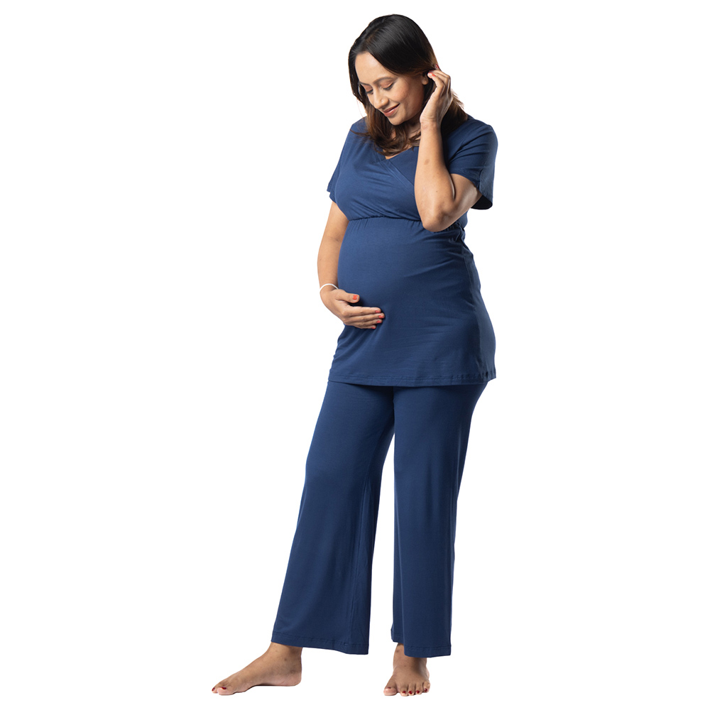 Block Hop - 2pc-Set - Maternity Wrap Co-Ord Set - Blue