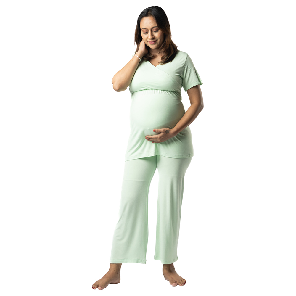 Block Hop - 2pc-Set - Maternity Wrap Co-Ord Set - Lime