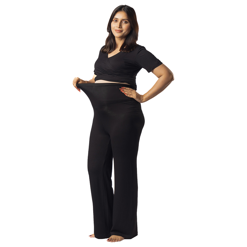 Block Hop - 2pc-Set - Maternity Wrap Co-Ord Set - Black