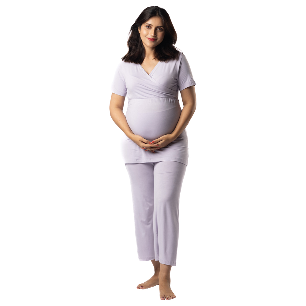 Block Hop - 2pc-Set - Maternity Wrap Co-Ord Set - Lilac
