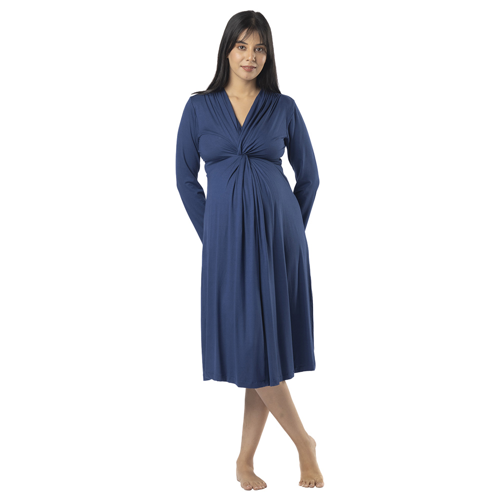 Block Hop - Knotted Dress - Blue