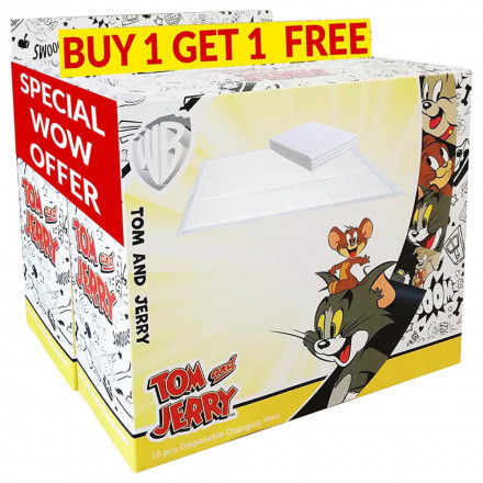 Tom & Jerry - Disposable Changing Mats Box of 10pcs. - Buy 1 Get 1 Free