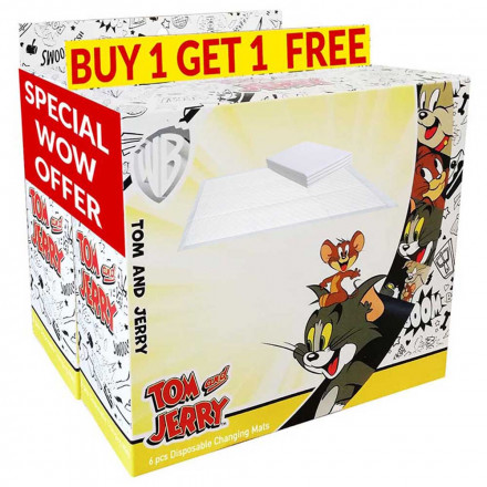 Tom & Jerry - Disposable Changing Mats Box of 6pcs. - Buy Get 1 Free
