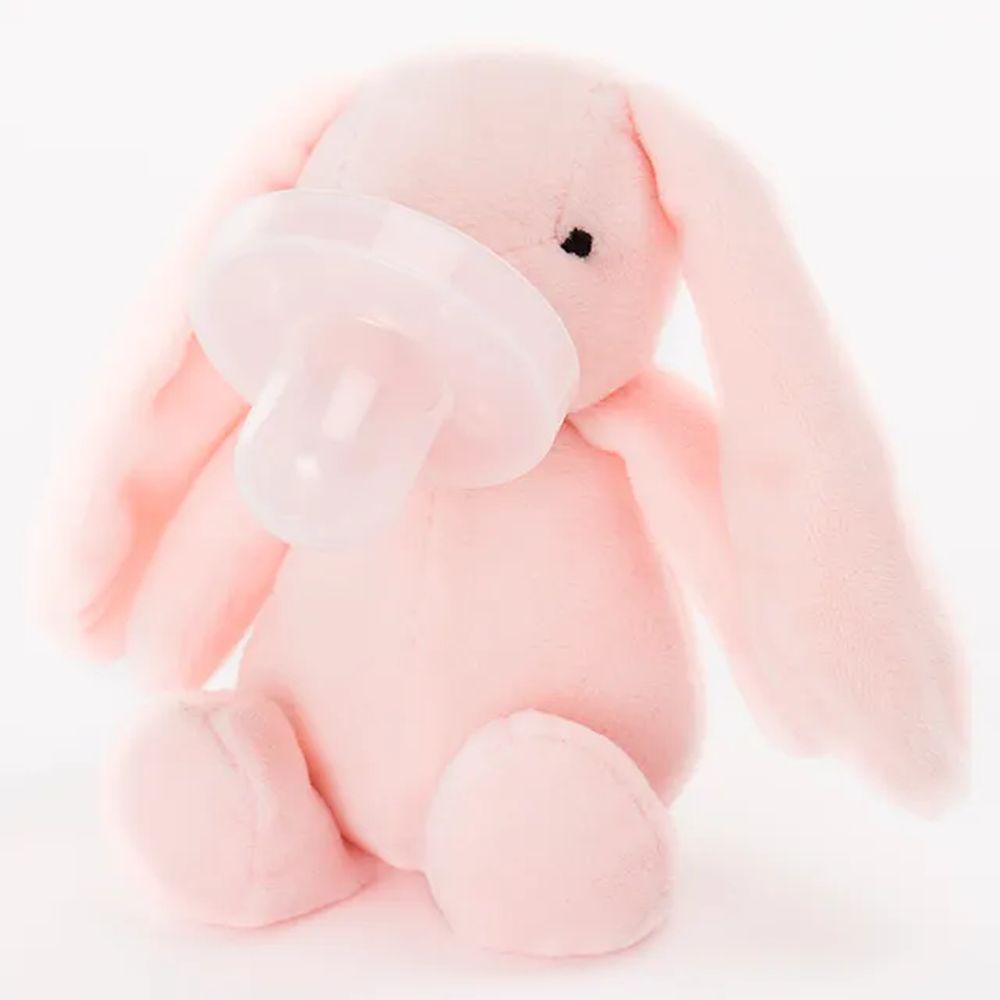 Minikoioi -Pink Bunny Plush Toy With Soother + FREE ONE Silicone Teether