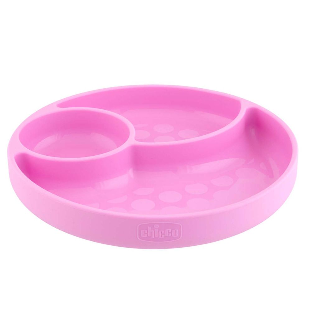 Chicco Easy Menu Silicone Plate With Suction Cup 12M+, Pink