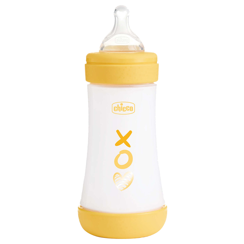 Chicco - Perfect 5 Medium Flow Feeding Bottle - Yellow - 240 ml