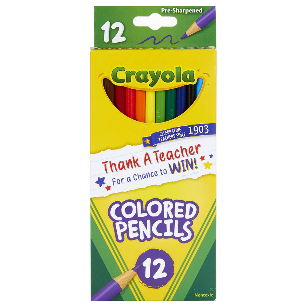 كرايولا - أقلام تلوين باسطوانة خشبية مشحوذة مسبقًا - عدد 12