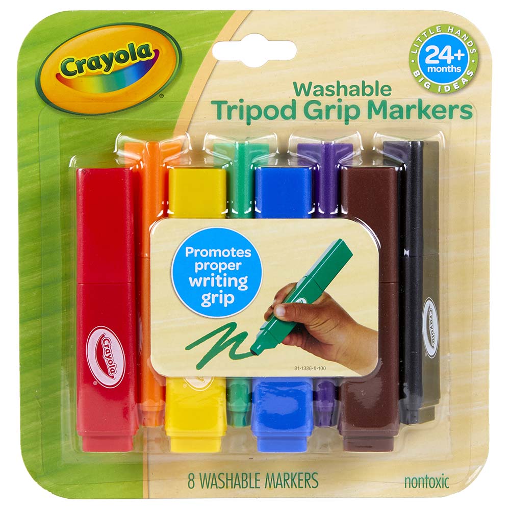 Crayola - Tripod Grip Washable Markers - 8 Pcs