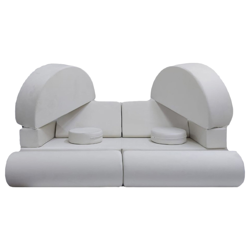 مجموعة وسائد اللعب  دابل ترابل  من فودجي كيدز - أبيض عاجي - 14 قطعة