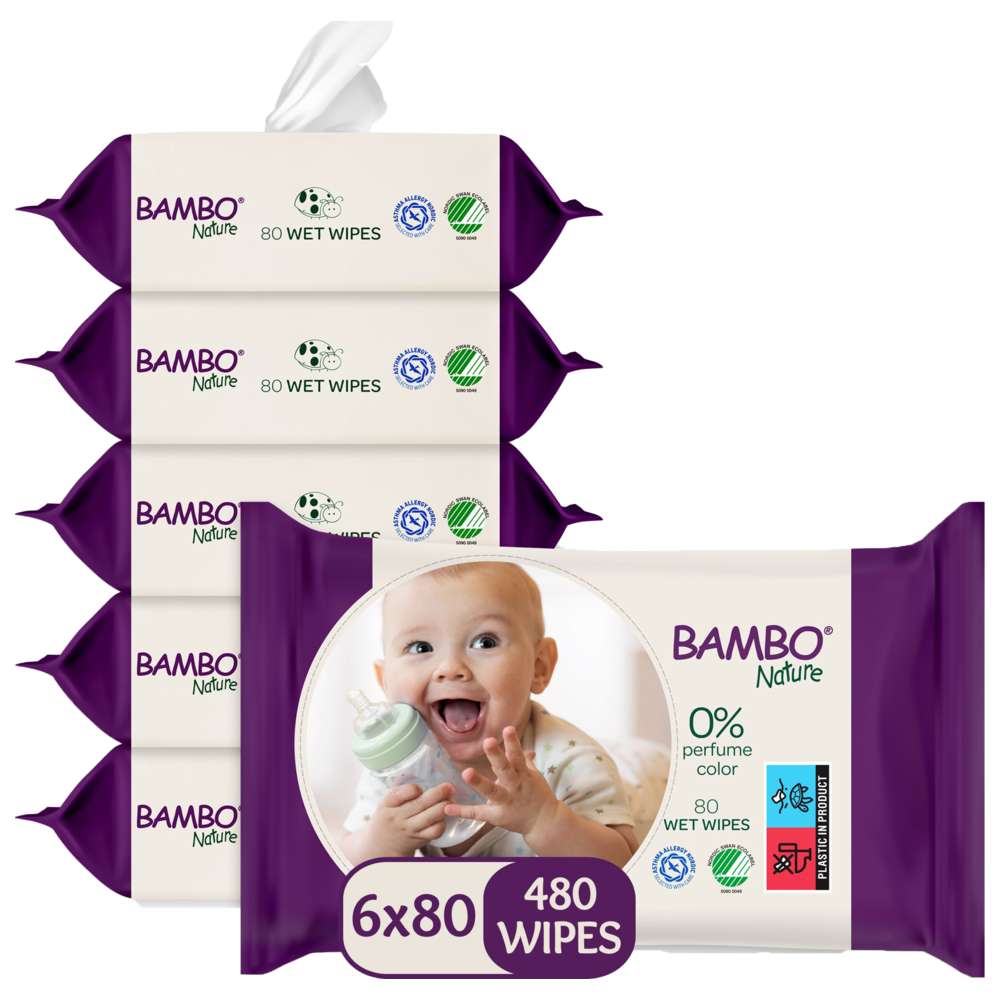 Bambo Nature - Baby Wipes - Pack of 6 - 480s