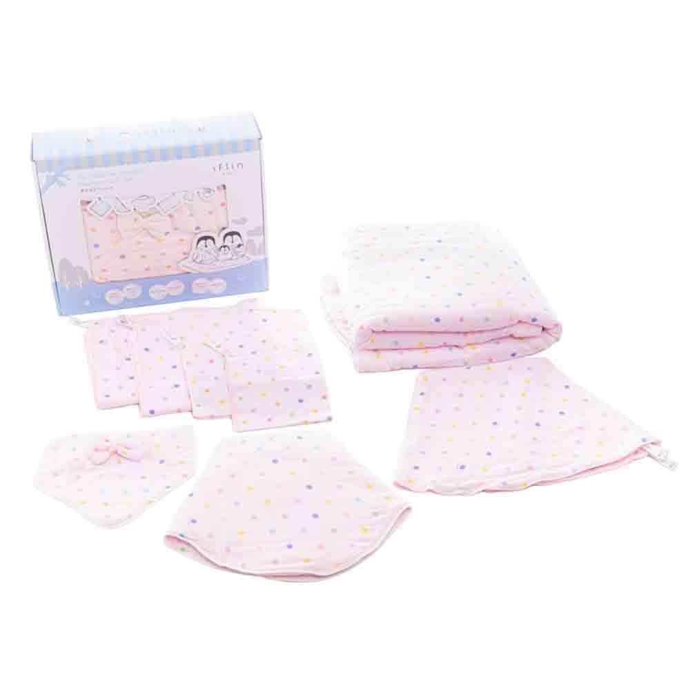 Iflin Baby - My Essential Bamboo Newborn Gift Set - Playful Pink - 8pcs