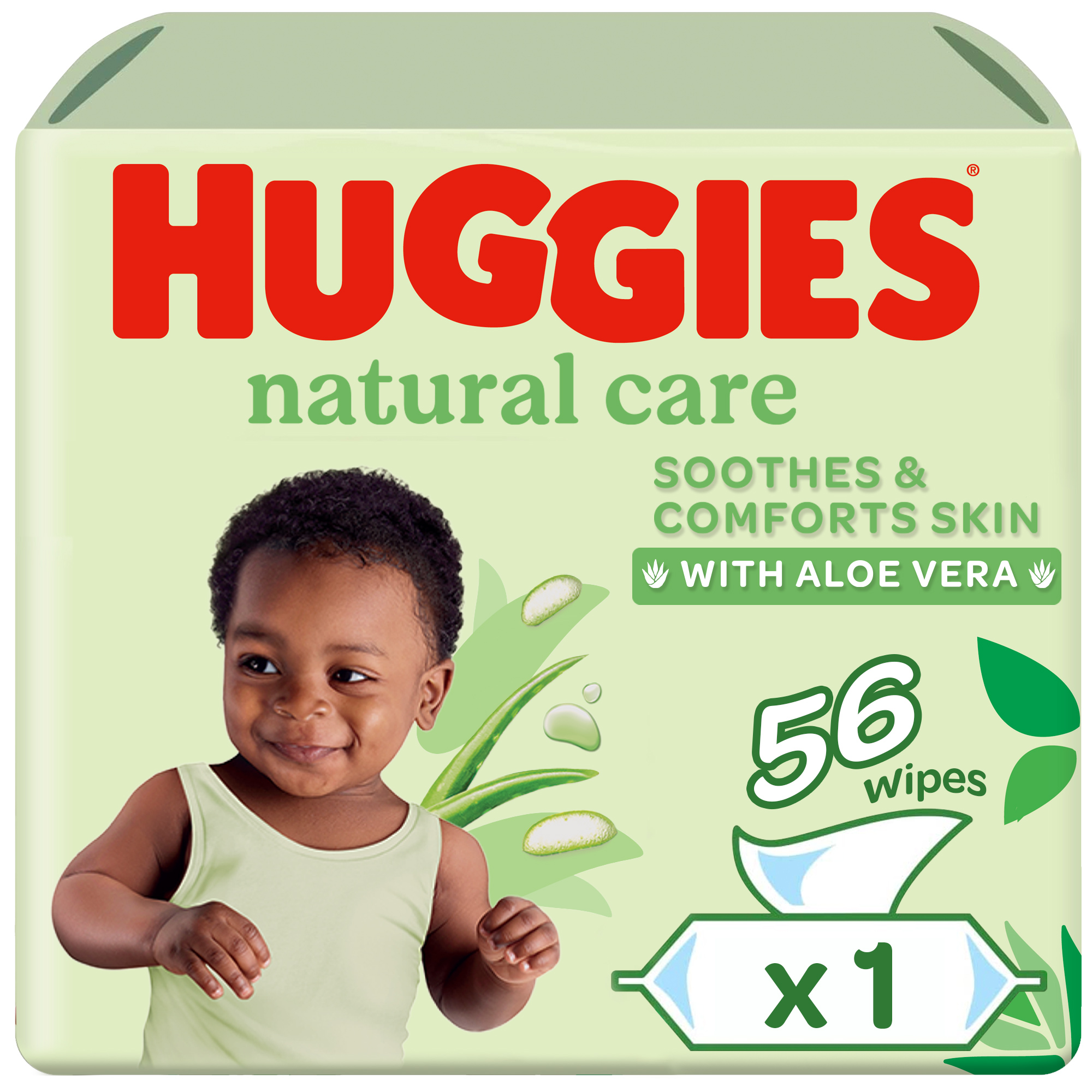 Huggies - Natural Baby Wipes, Aloe Vera Wipes, 1 Pack x 56 Wipes