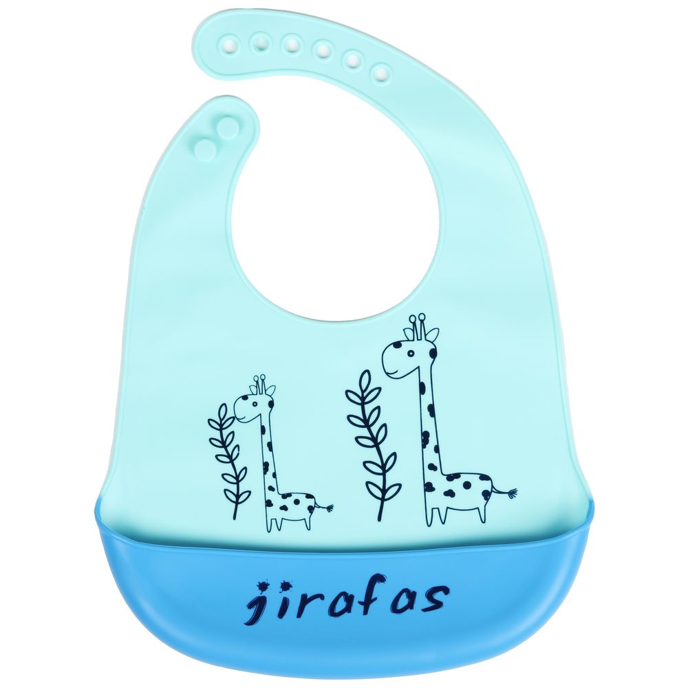 Little Angel Jirafas Silicone Baby Bib For Babies - Sky Blue