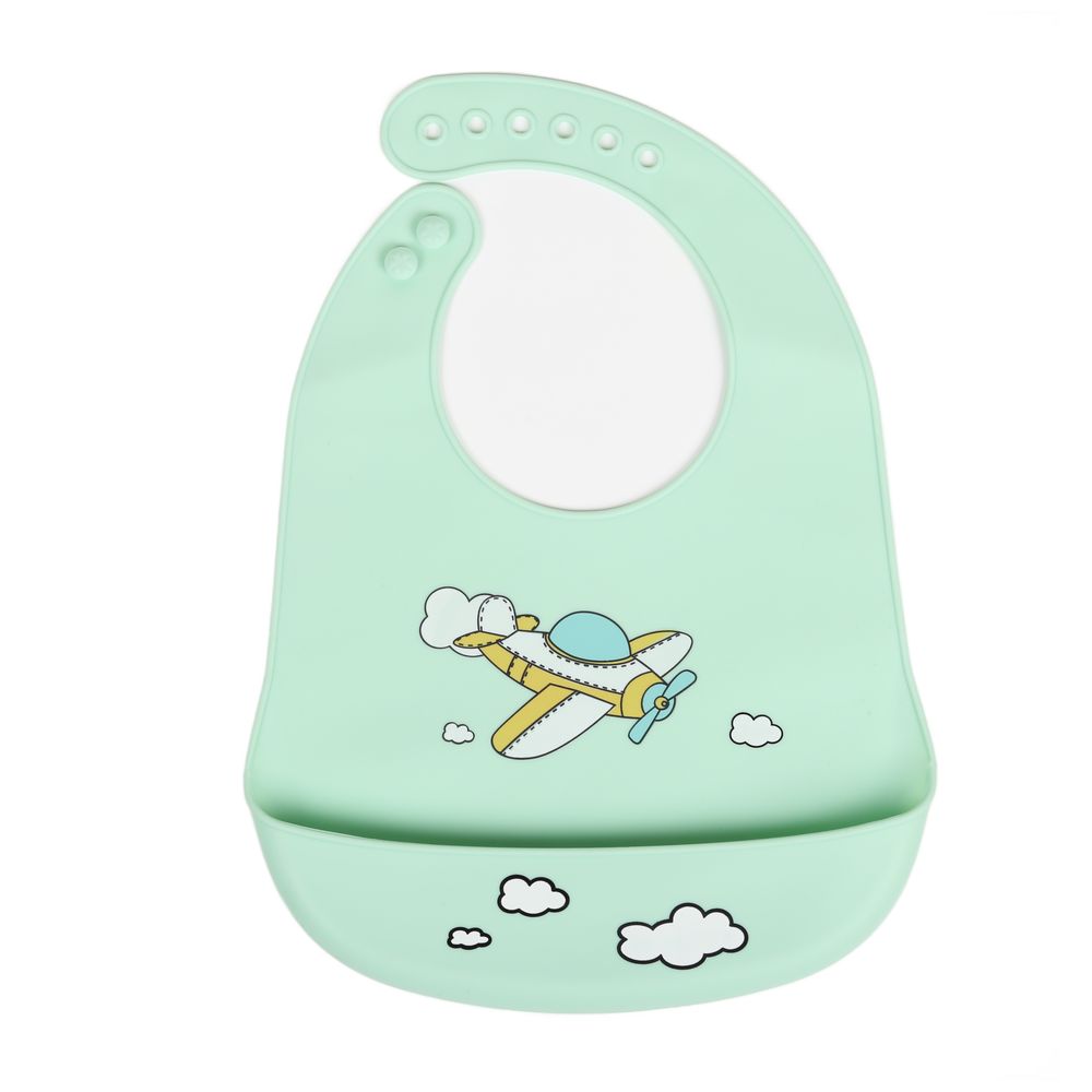 Little Angel Aeroplane Silicone Baby Bib For Babies - Green