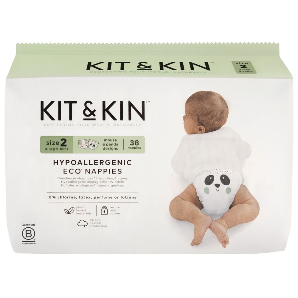 Kit & Kin - Eco Diapers Size 2-4-8kg - 38 Diapers