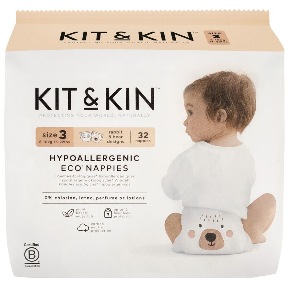 Kit & Kin - Eco Diapers Size 3-6-10kg - 32 Diapers
