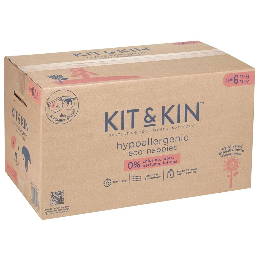 Kit & Kin - Eco Diapers Size 6 - 14+kg - Pack Of 4 - 96 Count
