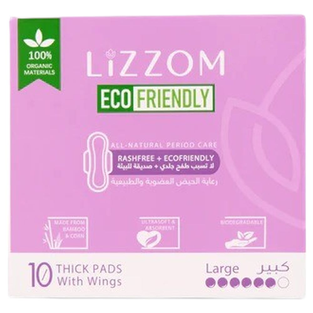 Lizzom - Thick Night Pads Large Size With Wings - 10 Count