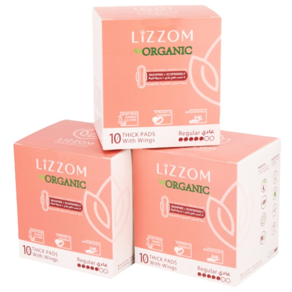 Lizzom - Night Pads Regular Size With Wings 30 Count Pack Of 3