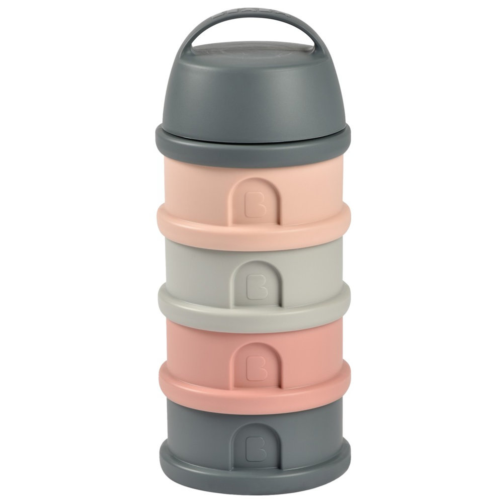 Beaba - 4 Compartments Formula Milk Container - Grey/Pink