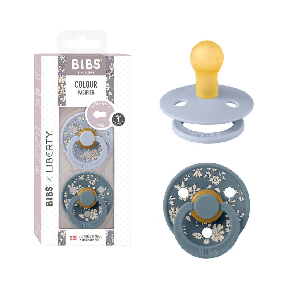 Bibs - Liberty Camomile Lawn Latex Pacifier S2 - 6M+ - 2pcs - Baby Blue Mix