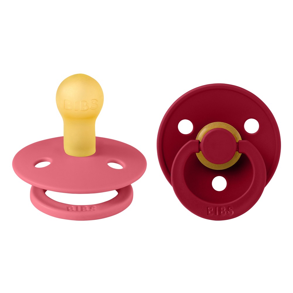 Bibs - Colour S1 Pacifiers - Pack of 2 - Coral/Ruby