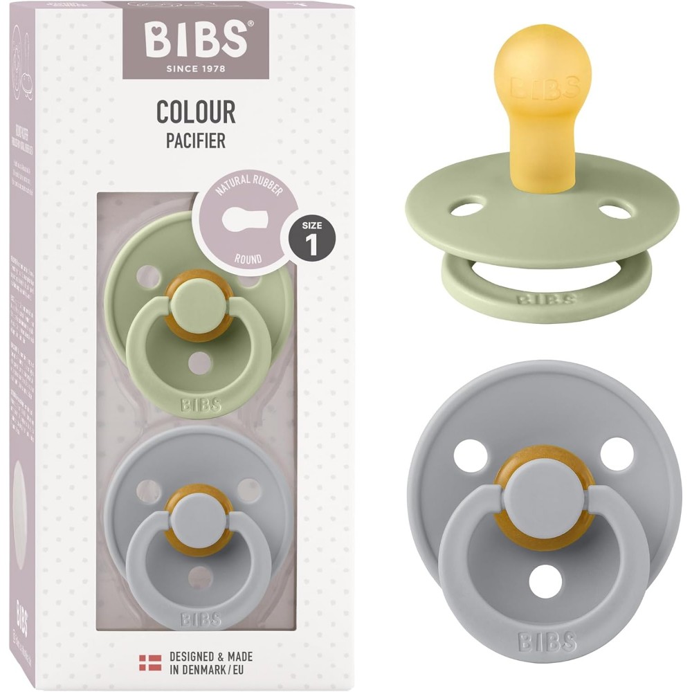 Bibs - Glow Colour S1 Pacifiers - 0M+ - Pack of 2 - Sage/Cloud