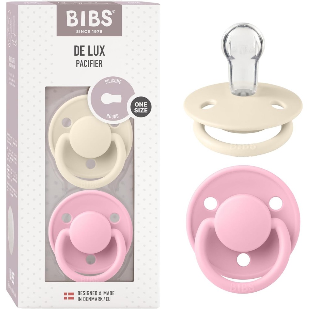 Bibs - De Lux Pacifiers - Pack of 2 - Ivory/Baby Pink