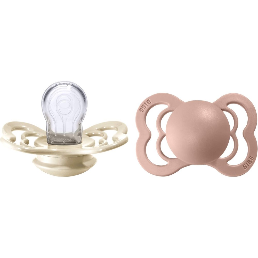 Bibs - Supreme S2 Pacifiers - 6+M - Pack of 2 - Ivory/Blush