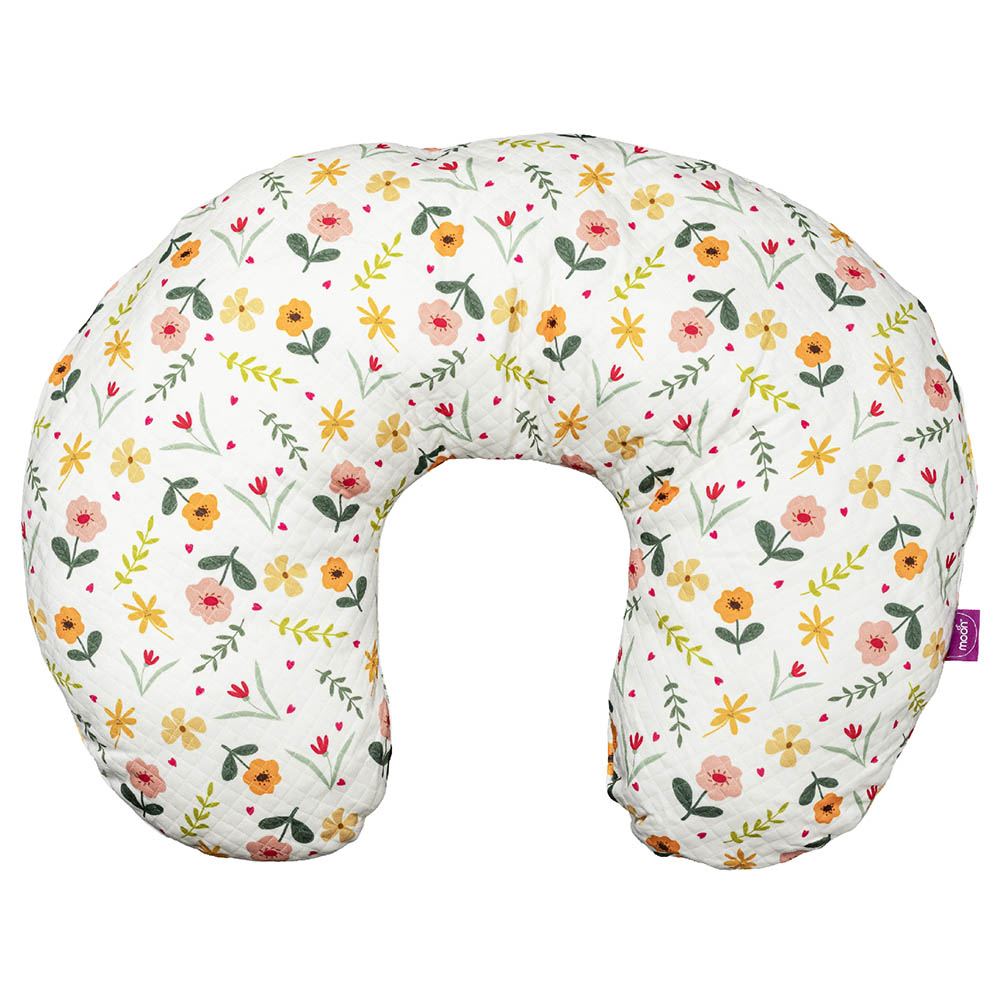 Moon - Portable Breast Feeding Pillow With Zippered Cover - Flowers