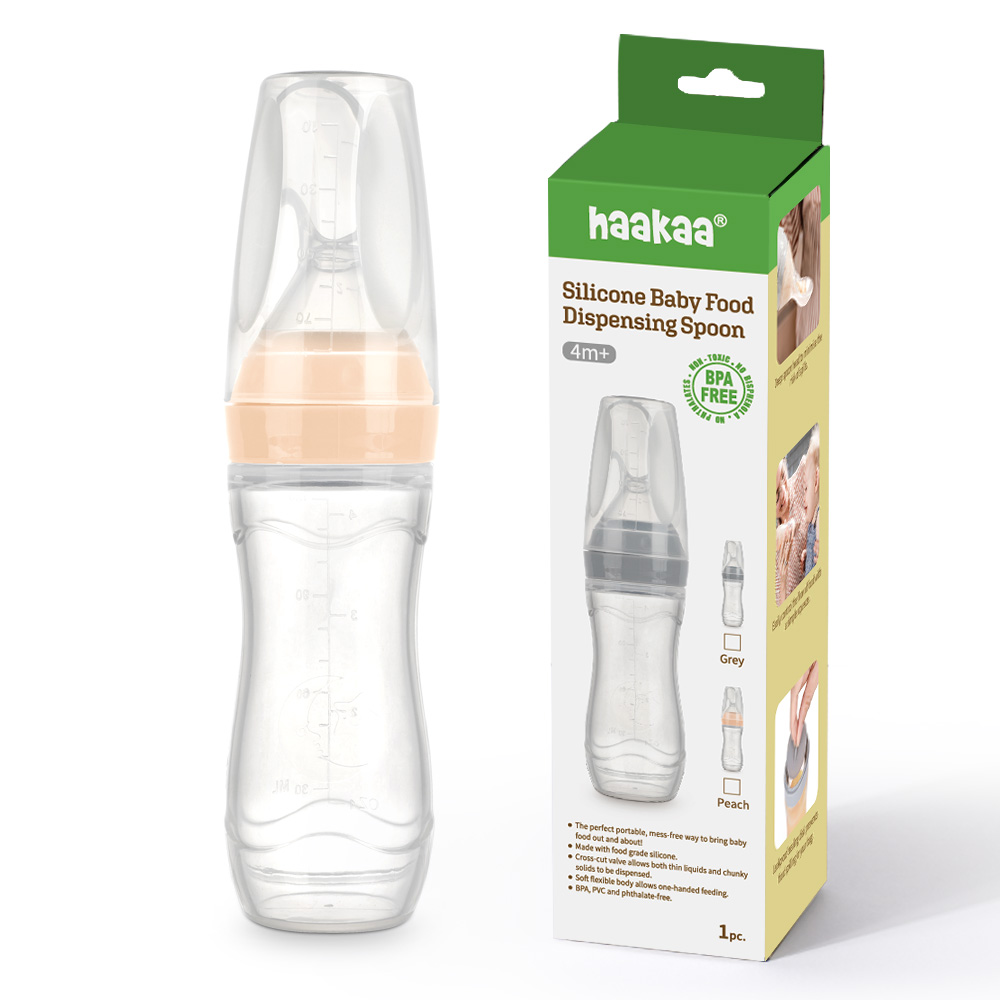 Haakaa Silicone Baby Food Dispensing Spoon - Peach