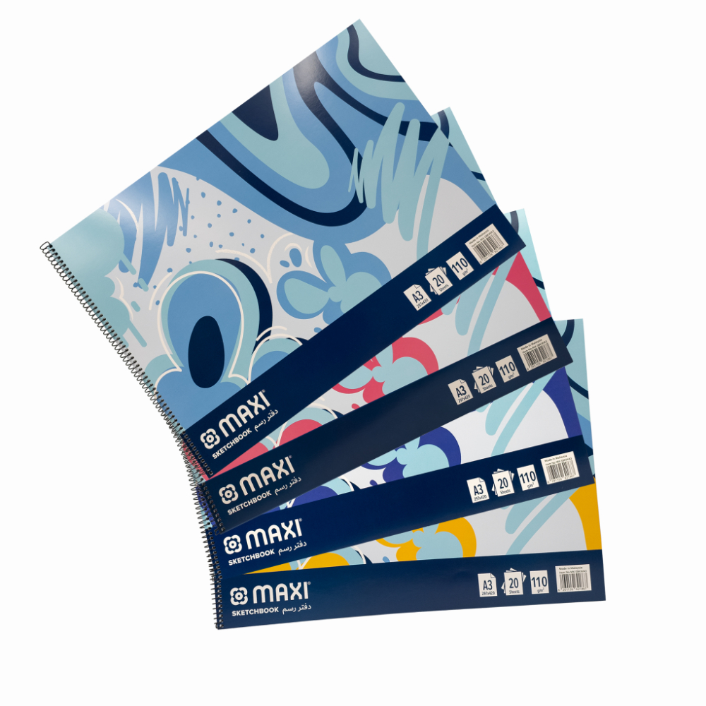 Maxi Spiral Sketch Book White A3 (297x420mm) 110Gsm 20 Sheets 1pc - Assorted