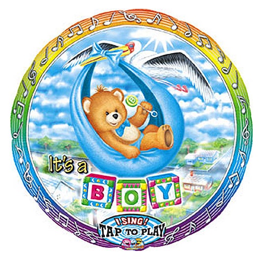 Party Centre - It's A Boy Baby Bear Singing Balloon
