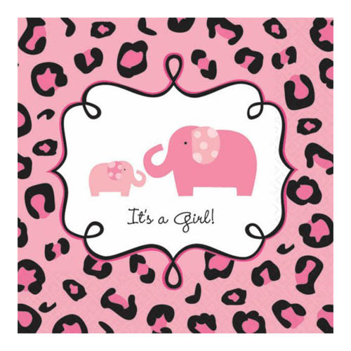 Party Centre - Sweet Safari Girl Baby Shower Beverage Tissues