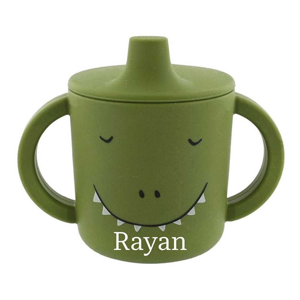 Trixie - Personalized Silicone Sippy Cup With Handles - Mr. Dino - 200 ml