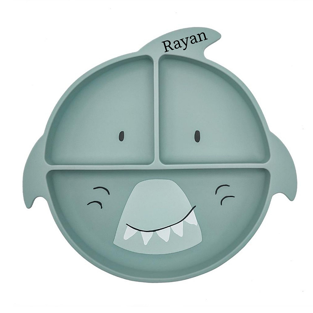 Trixie - Personalized Silicone Divided Plate With Suction - Mr. Shark