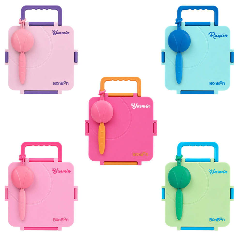 Bonbon - Personalized 3/4 Compartment Grand Lunch Box With Thermos Food Jar
