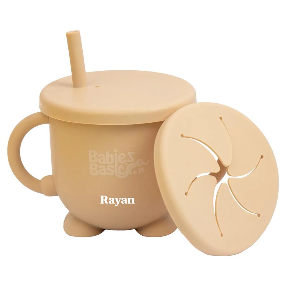 Babies Basic - Personalized 2-In-1 Silicone Snack Cup With Straw
