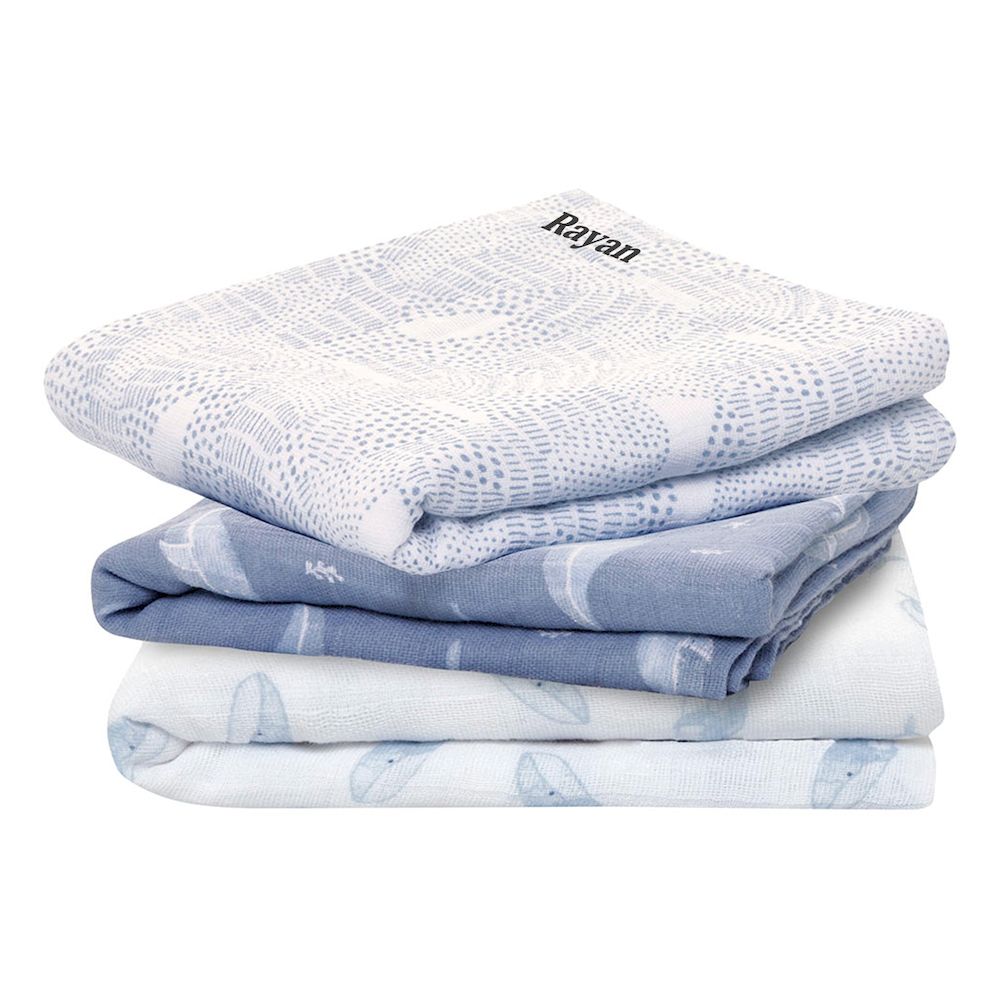 Aden + Anais - Personalized Organic Cotton Muslin Squares - Pack of 3 - Oceanic