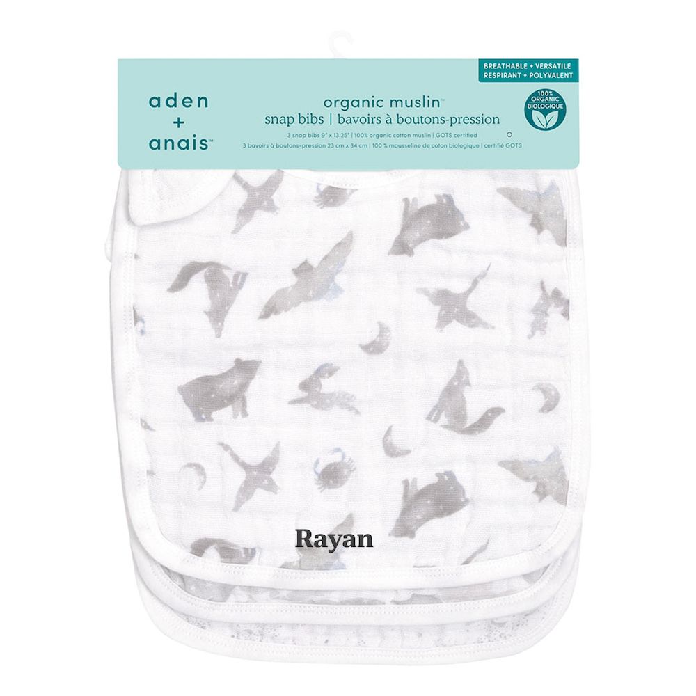 Aden + Anais - Personalized Organic Cotton Snap Bib - Pack of 3 - Map the Stars