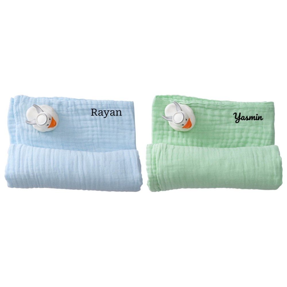 Anvi Baby - Personalized Organic 6 Layered Muslin Bath Towel - White Lotus
