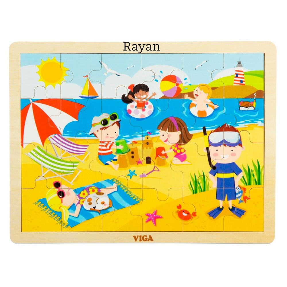 Viga - Personalized Summer Jigsaw Puzzle Montessori Wooden Toy - Multicolor - 24 Pcs