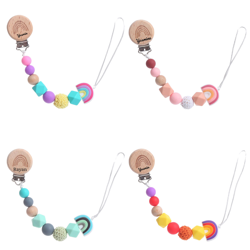 Factory Price - Personalized Sandi Rainbow Beaded Pacifier Clip