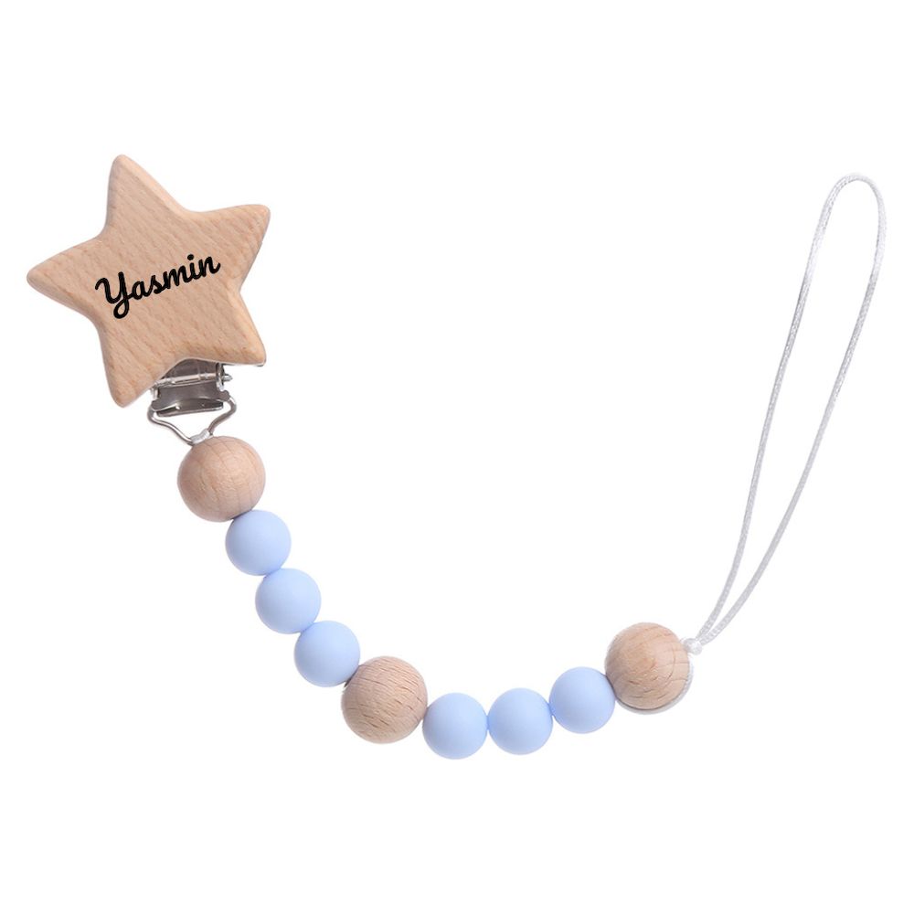 Factory Price - Personalized Star Beaded Pacifier Clip - Blue