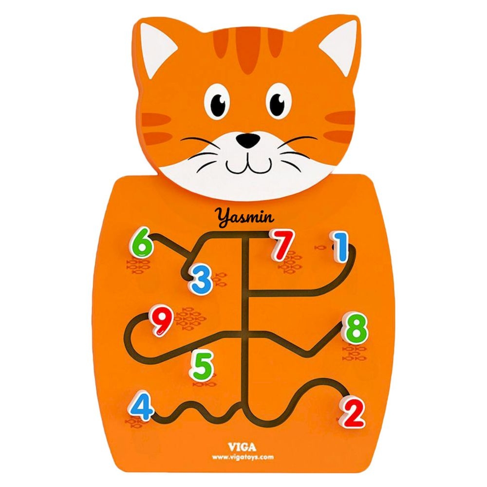 Viga - Personalized Animal Wall Toy Panels - Cat Matching Numbers