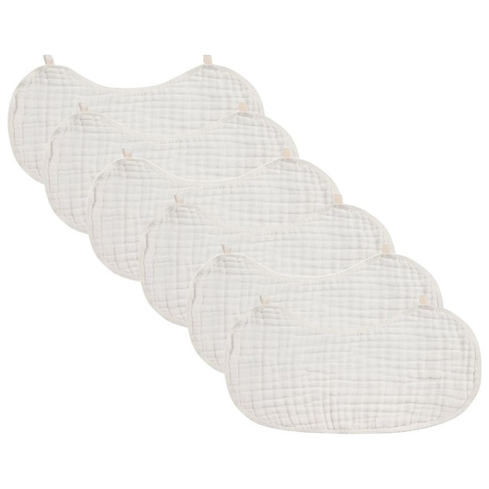 Joley - Cotton Burp Cloth & Bib Set - White - 6 Pcs