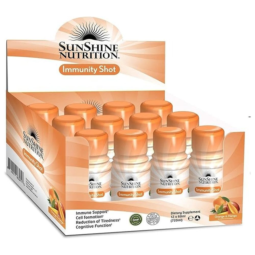 Sunshine Nutrition - Immunity Shot Dietary Supplement Orange & Mango 60ml x 12 Bottles