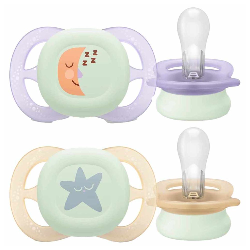 Philips Avent - Ultra Start Glow In The Dark Night Soother - 0-2 M - Purple - 2  Pc Set