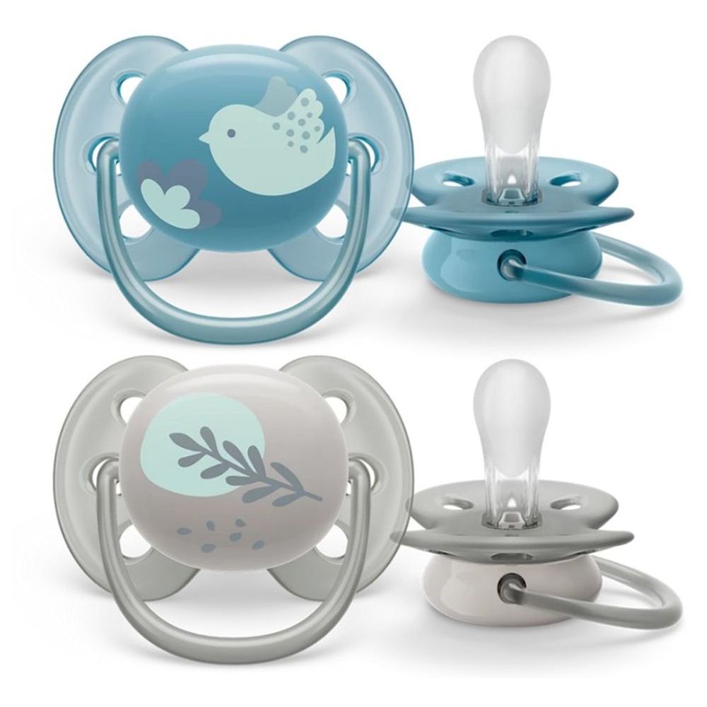 Philips Avent - Ultra Soft Pacifier - Pack of 2 - 6-18M - Blue/Grey