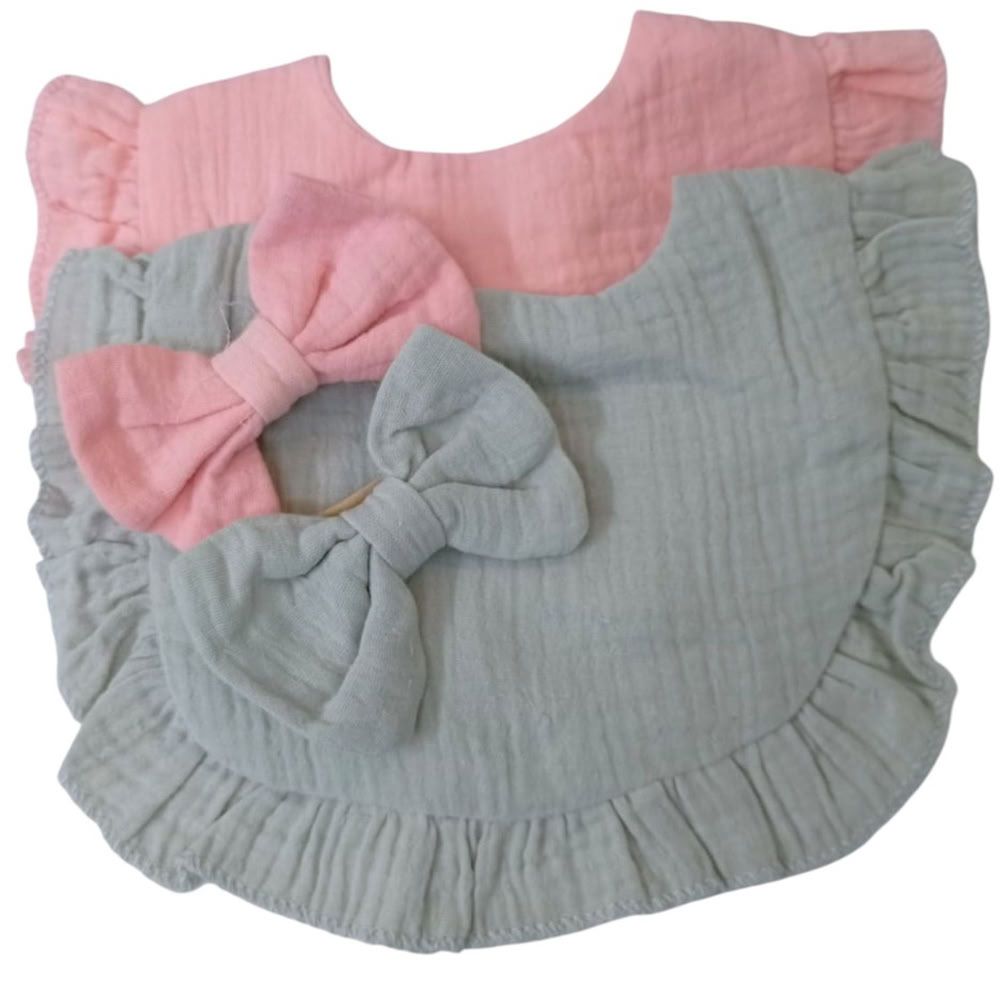 Kinder Valley - Baby Bibs - Pink/Grey - 2 Pcs